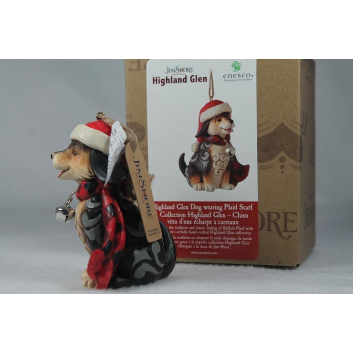 Jim Shore Dog W/ Plaid Scarf Highland Glen 2023 Ornament 6012875 In Box Image 3