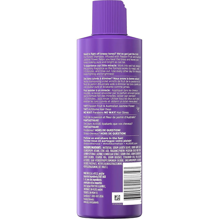 Aussie Purple Shampoo for Colour-Treated Hair Paraben-Free Beat the Brass 236 ml (Pack of 2) Image 3
