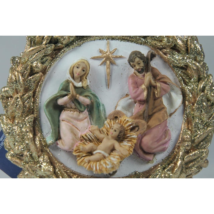 Fontanini-Made In Italy Holy Family In Gold Wreath 2023 Event Orn. 57023 NIB Image 3