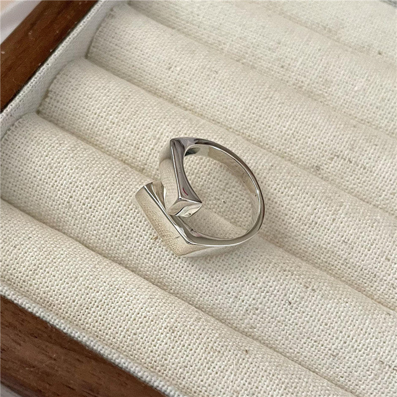 S925 Silver Equal Building Wind Geometric Ring Korean Fashionable INS Wind Blog Lord Fingers Circle Silver Jewelry Image 2