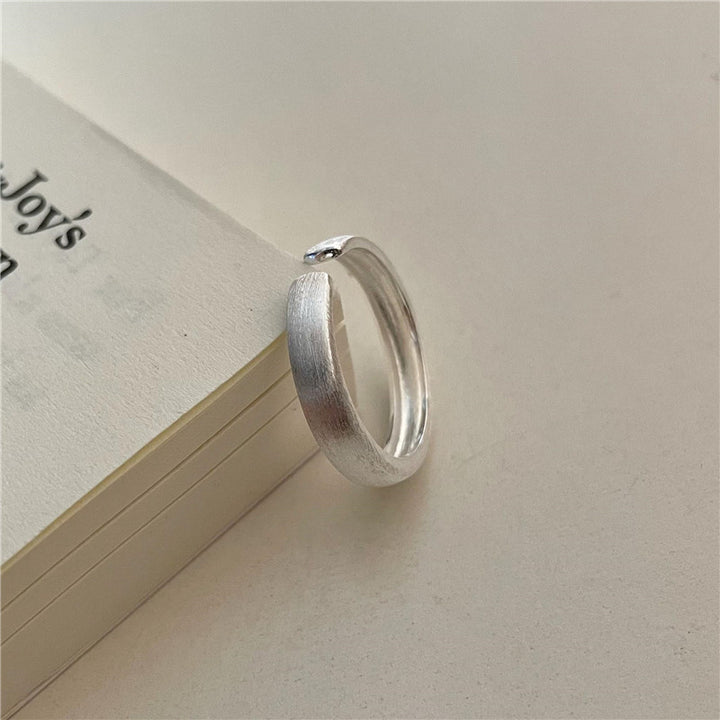 S925 Silver and Korean version of fashion drawing texture simple opening vegetarian ring ring basic rings Image 2