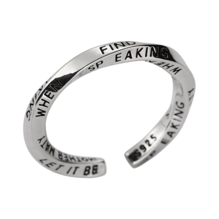 Distorted letters ring 925 Silver ring retro advanced sense Mobius finger ring womens temperament J016a Image 3