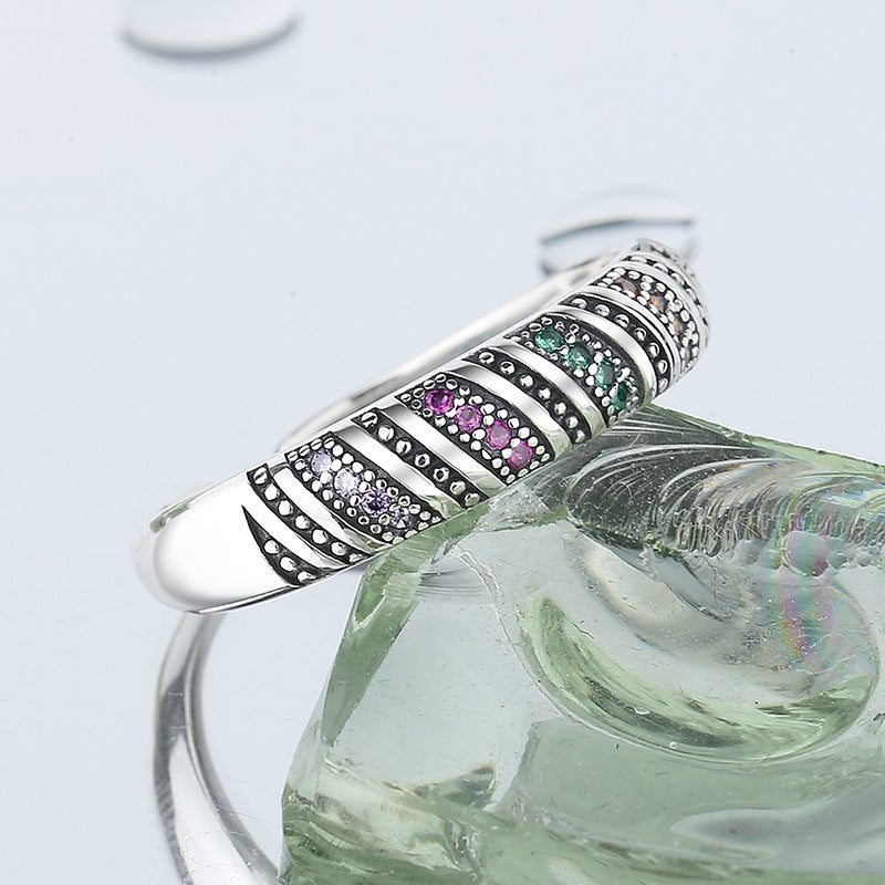 S925 Silver  Trendy Caleee Thread Ring Female Simple Retro Making Old Crafts Thai Silver Ring Ring Image 3