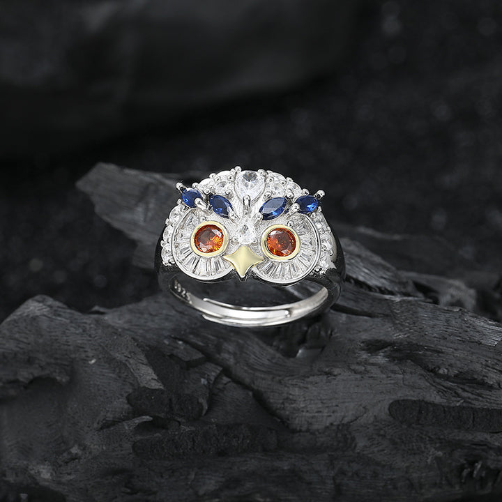 S925 Silver Silver Design Cat Eagle Ring High -level A sense of Light Luxury Retro Daily Simple Mobly Mobly Noble Ring Image 2