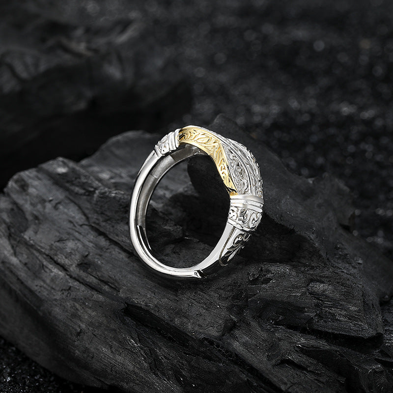 S925 Silver Ring Tang Cao Wicker Various Daily Open Precepts Fashion Advanced Design Non -Smart Simple Ring Image 2