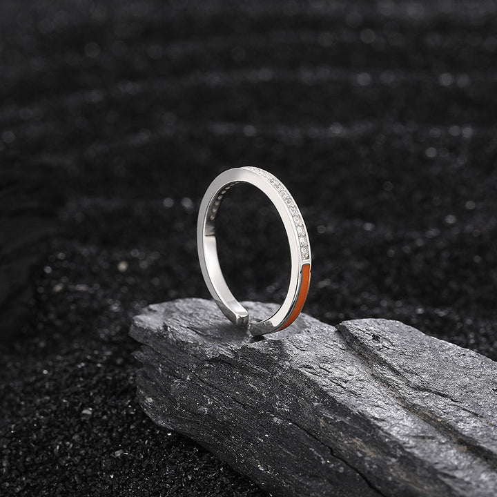 S925 Silver Enamel Drop Oil Ring Womens Open Ring Light Mastelshil Stone Streaming Fingerprint Ring Image 3