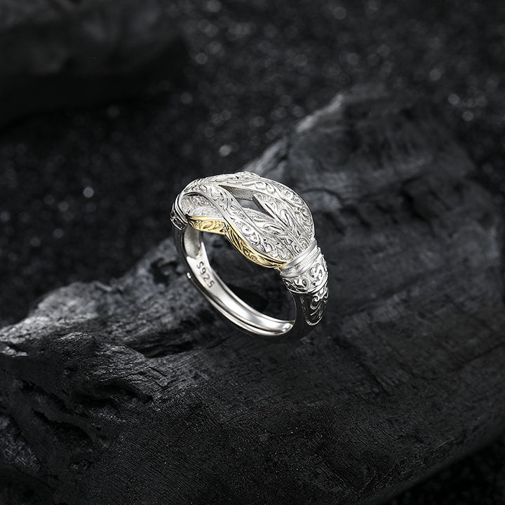 S925 Silver Ring Tang Cao Wicker Various Daily Open Precepts Fashion Advanced Design Non -Smart Simple Ring Image 3