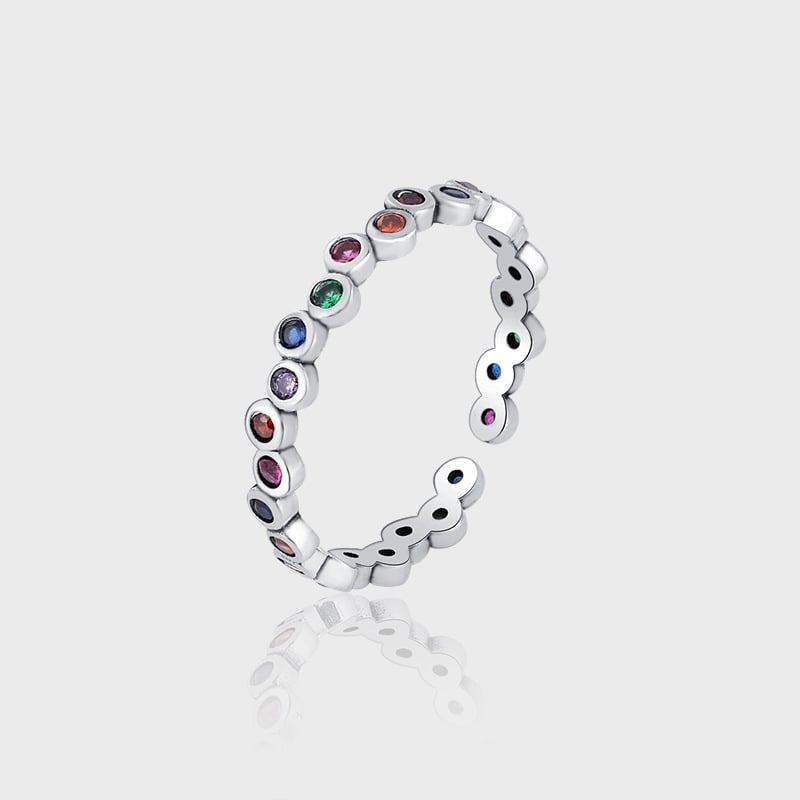 Niche Design Light Luxury Rainbow Bubble Blims Women S925 Silver Food Ring INS Tide Image 1