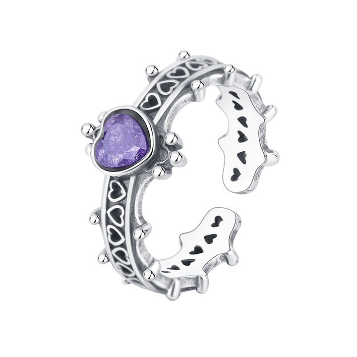 925 Silver Love Ring Womens Retro Dark Wind Crown Finger Precepts Trend Thai Silver Ring Image 3
