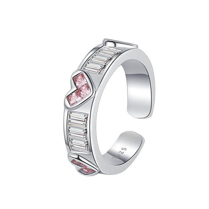 S925 Silver Light Luxury Pink Girl Love Expressing Premium Fire Finger Precepts Image 1