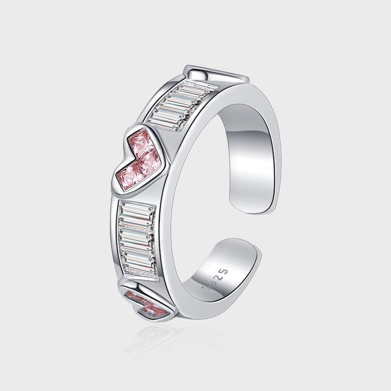 S925 Silver Light Luxury Pink Girl Love Expressing Premium Fire Finger Precepts Image 2