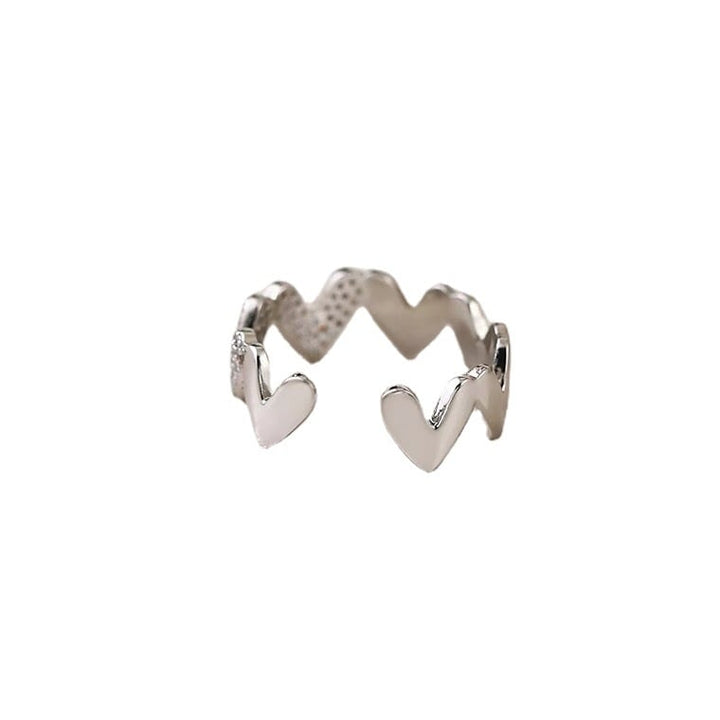 Korean version of the fashion vegetarian silver wave opening silver ring niche design high -level sense of color does Image 1