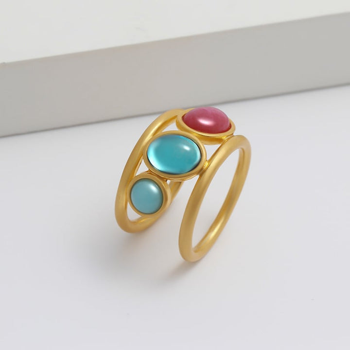 Niche retro rings Spain Middle -style Gem Gem Rings Simple Double -layer Cold Wind Ring Woman Image 3