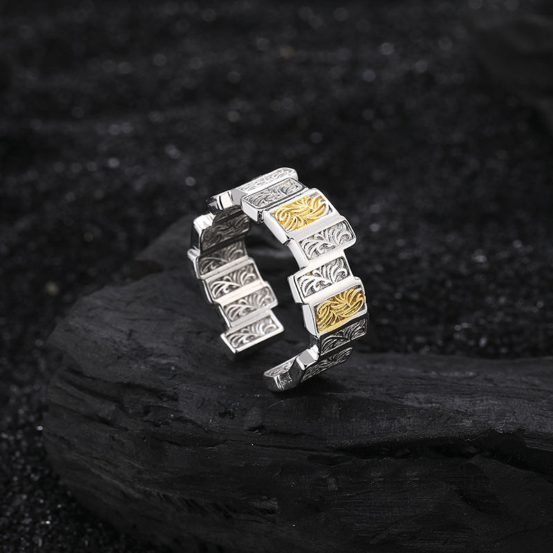 S925 Silver Piece Donald Grass Endogical Ring Female Niche Design Advanced Elegant Elegant Exquisite and Exquisite Ring Image 1