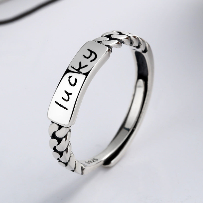 S925 Silver Silver Design Silver Lucky Lucky Fashion INS Tide Circle opening ring Image 2