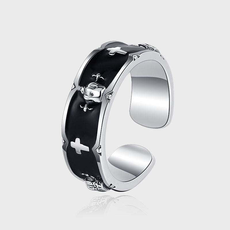 S925 Silver Iris Crown Open Ring Women Light Luxury Pine Vinyl Design Fingerprint Ring Image 2
