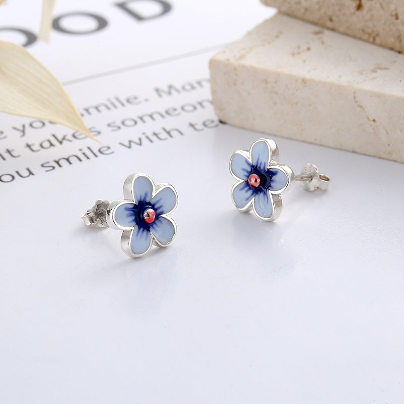 S925 Pure Silver and Korean version of the simple INS cold wind drawing process temperament full daily earrings earrings Image 1