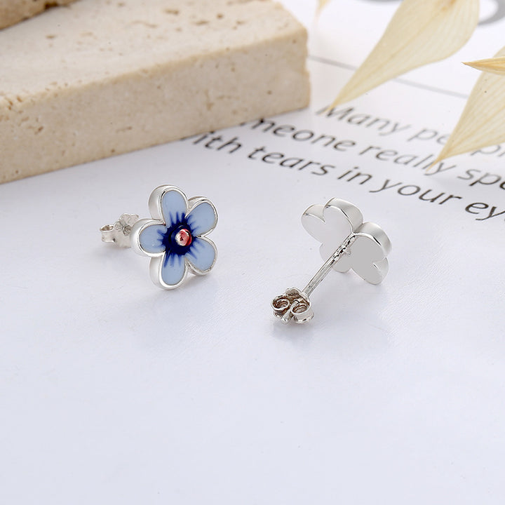 S925 Pure Silver and Korean version of the simple INS cold wind drawing process temperament full daily earrings earrings Image 2