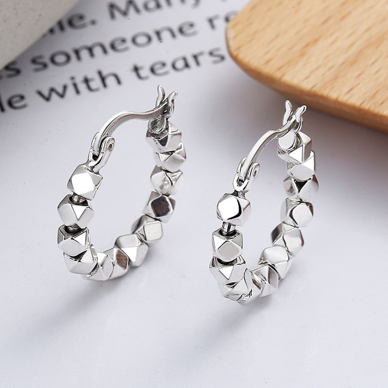 Baroque freshwater pearl earrings S925 sterling silver niche retro light luxury port wind brushed folding earrings Image 2