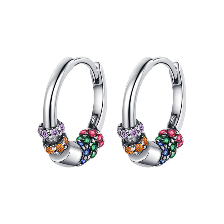 Sparkling Galaxy earrings female 925 sterling silver simplicity circle San Sha Xinghe ear buckle earrings Image 4