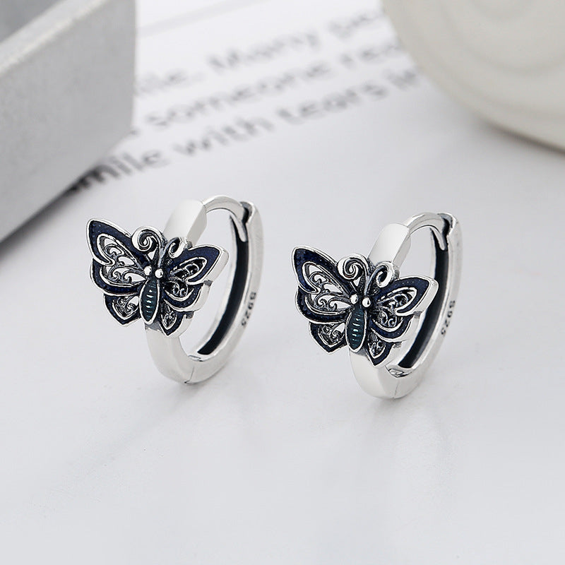Retro fashion earrings S925 Silver Divine Line Baroque Pearl Earrings Female Suishi Diamond Diamond Super Fairy Earrings Image 2