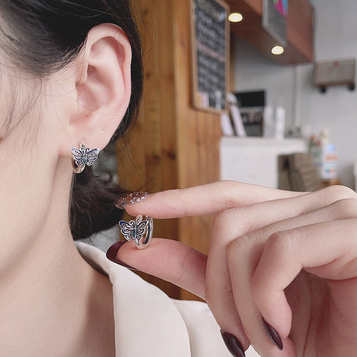 Retro fashion earrings S925 Silver Divine Line Baroque Pearl Earrings Female Suishi Diamond Diamond Super Fairy Earrings Image 3