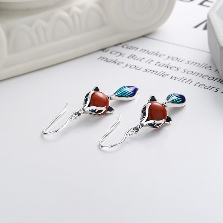 S925 sterling silver defense allergic earrings Korean fashion water droplet -shaped Austrian crystal ear hook earrings Image 1