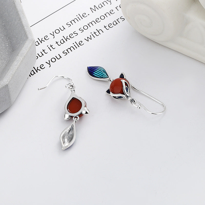 S925 sterling silver defense allergic earrings Korean fashion water droplet -shaped Austrian crystal ear hook earrings Image 2