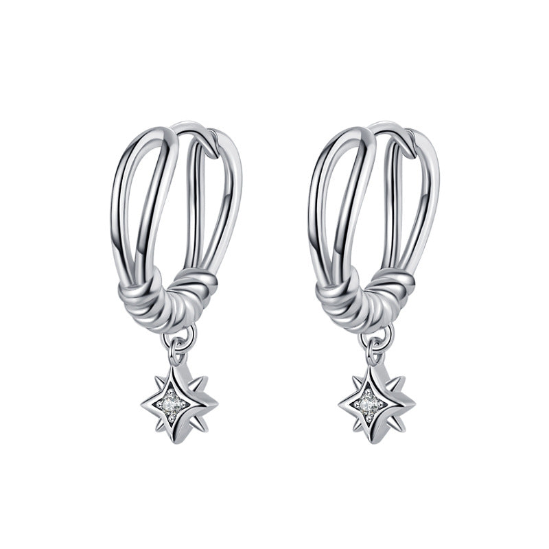 London Lantya square 925 sterling silver earrings female light luxury retro European and American temperament earrings Image 2