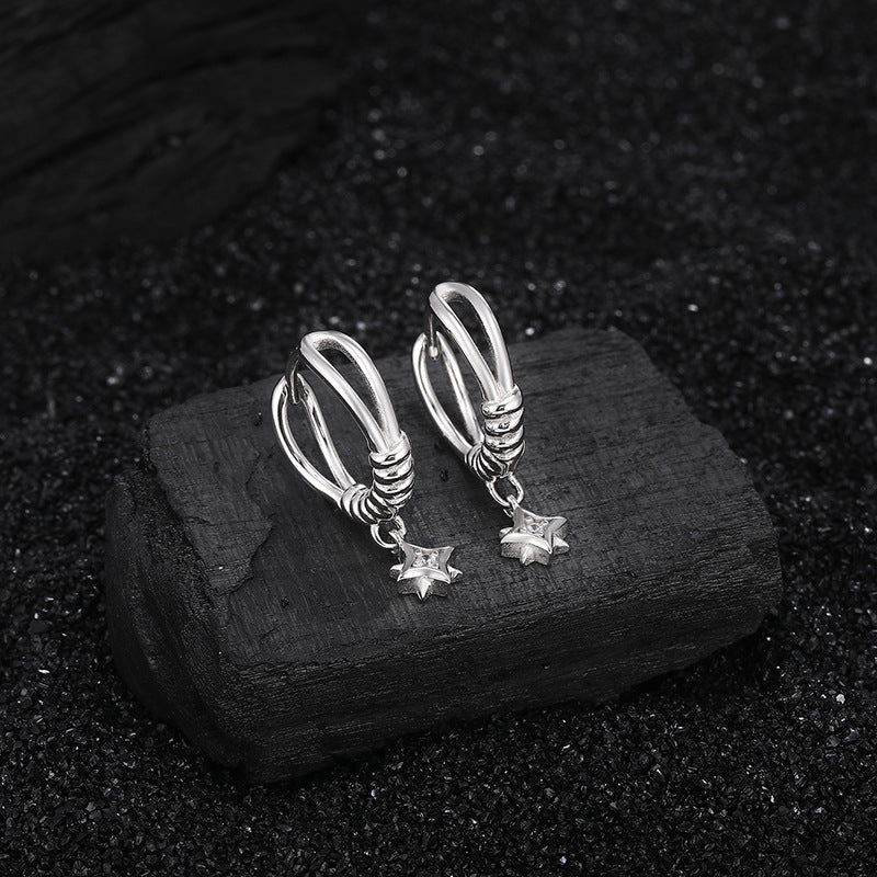 London Lantya square 925 sterling silver earrings female light luxury retro European and American temperament earrings Image 3