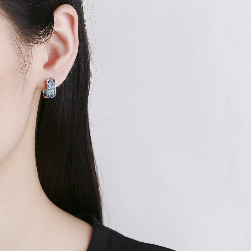 Inanus -shaped emerald eugen earrings niche design sensor 925 high -level sensor light luxury earrings Image 2