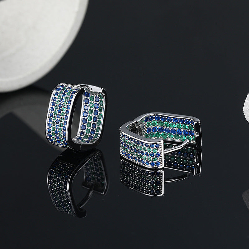 Inanus -shaped emerald eugen earrings niche design sensor 925 high -level sensor light luxury earrings Image 3