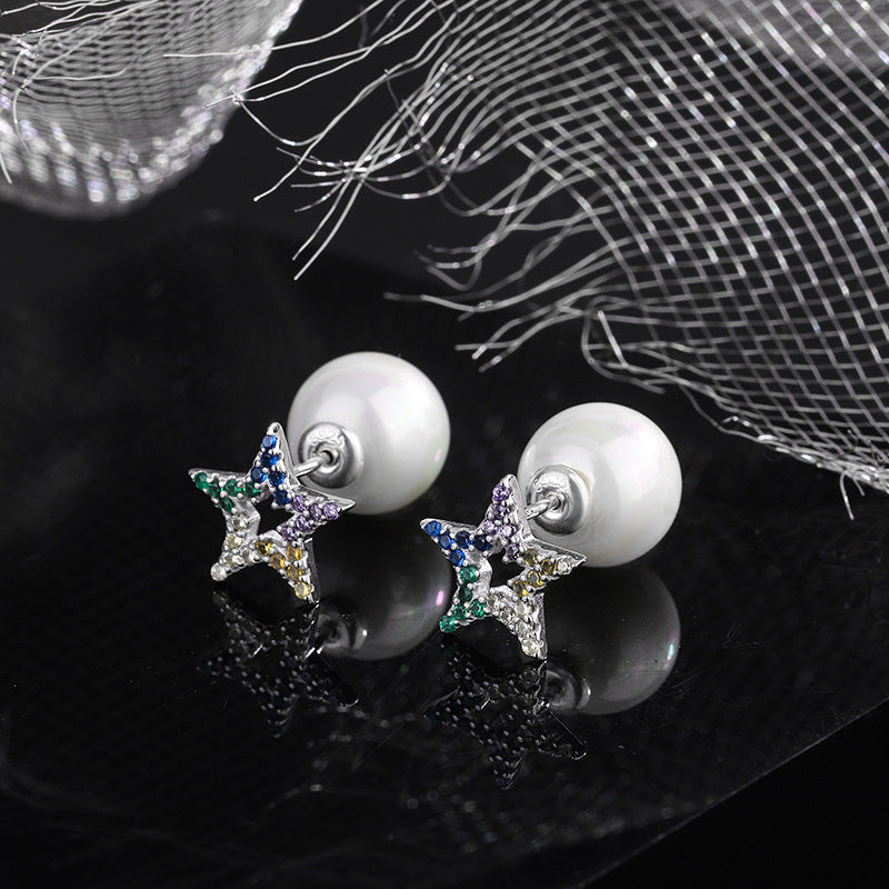 Hollow love earrings female S925 sterling silver nourishing ear pierced niche design sensor inlaid single diamond Image 3