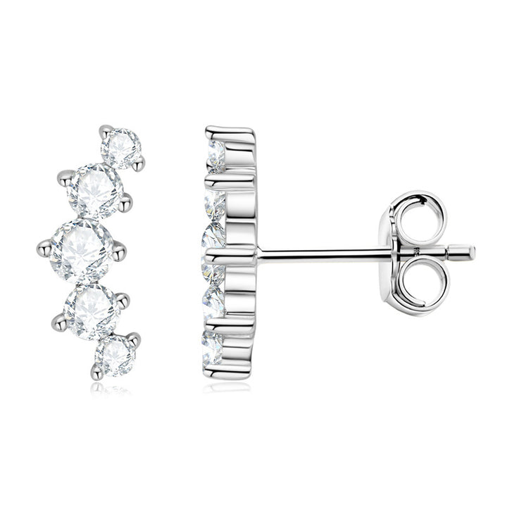 S925 sterling silver irregular earrings Pearl ear buckle light luxury simple temperament earrings female simple niche Image 2