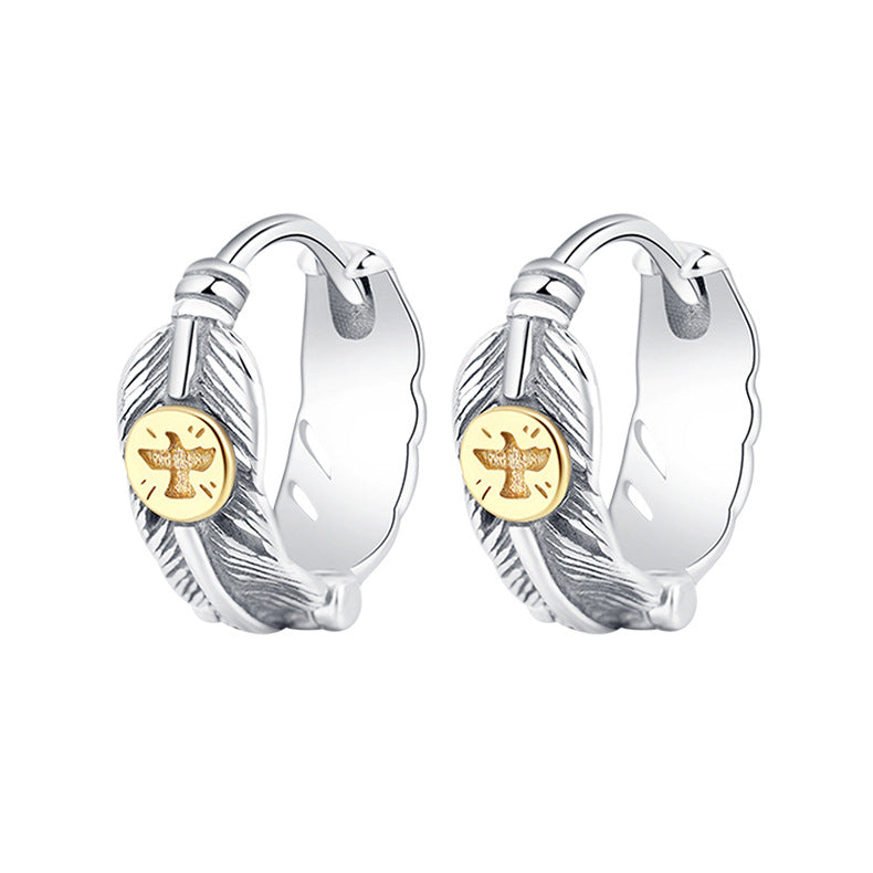 Shuangqiu earrings S925 Two Silk -to -His silver -beaded silver bead earrings Fashionable street wind Korean earrings Image 4