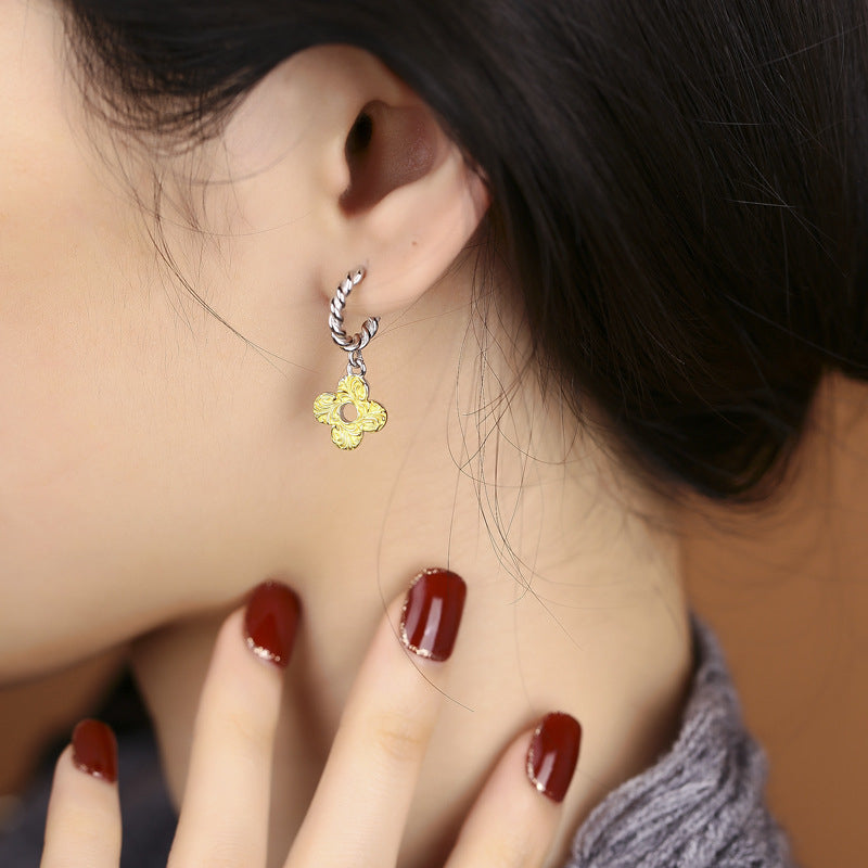 Gray pearl earrings s925 sterling silver sensitivity light luxury temperament big shell earrings womens earrings Image 1