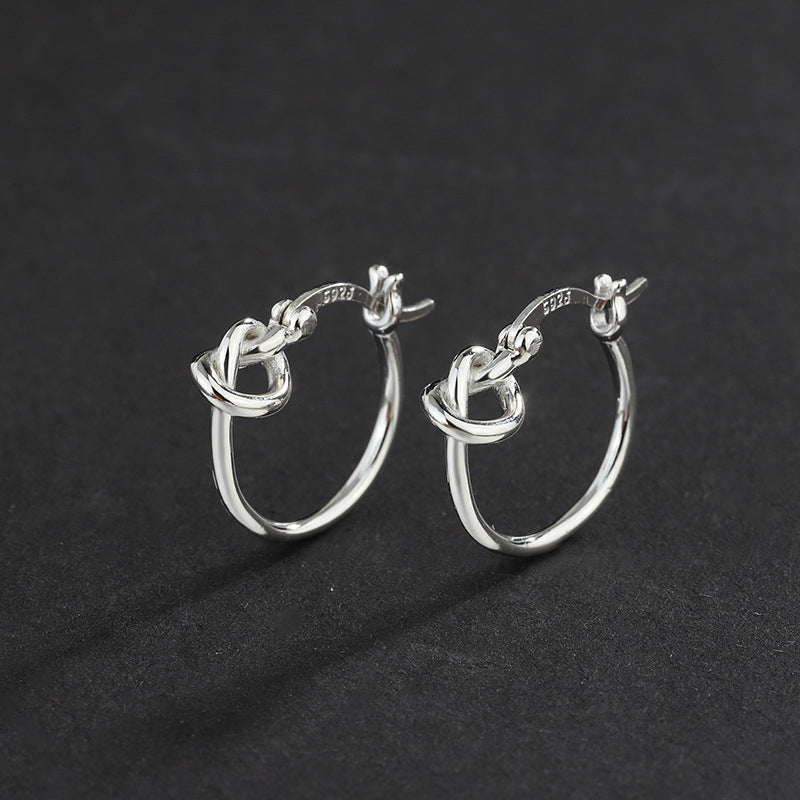 925 sterling silver scrub hook earrings Female simplicity bright silver unique design port wind personality C -shaped Image 4