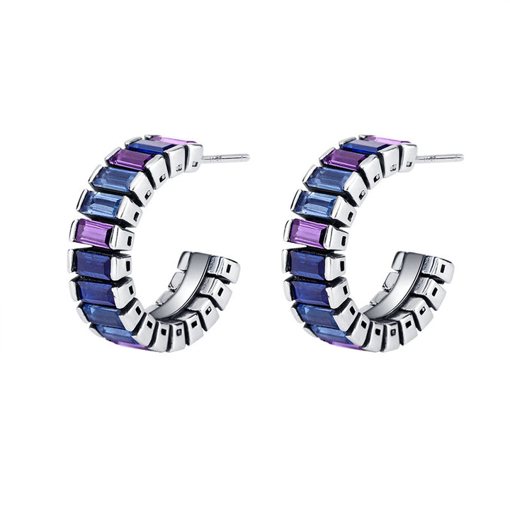 Retro sense of gradient earrings earrings Earrings Fashionable Fang Diamond Design Colorful Simple Earrings Image 1