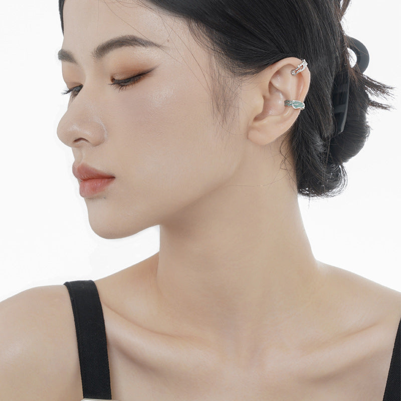 Korean version of enamel ear bone clip advanced silver s925 drop glazed graphics no ear pierced ear clip female design Image 1
