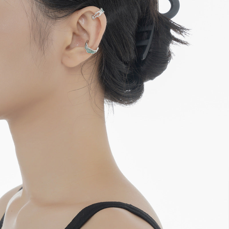 Korean version of enamel ear bone clip advanced silver s925 drop glazed graphics no ear pierced ear clip female design Image 2