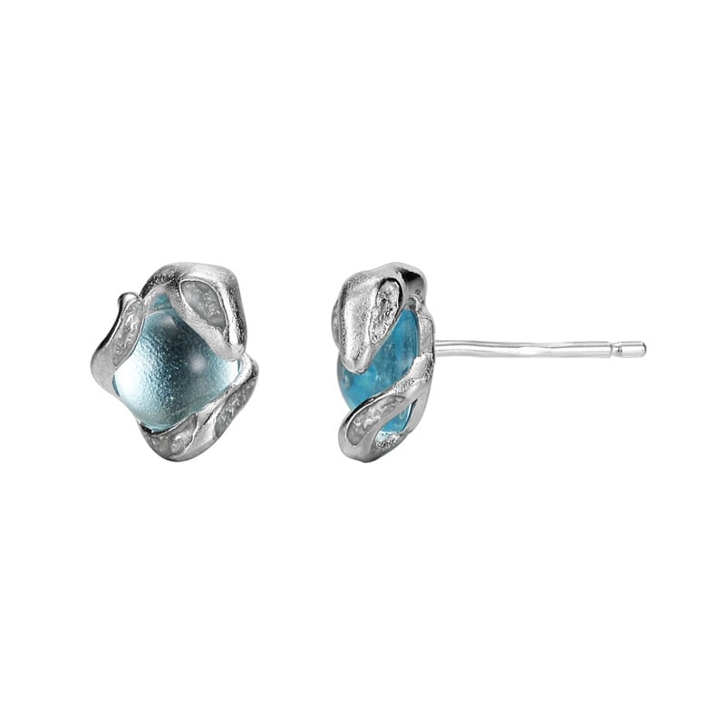 Ice and blue drop glue exotic snake -shaped earrings are delicate S925 sterling silver entangled inlaid crystal jewelry Image 3