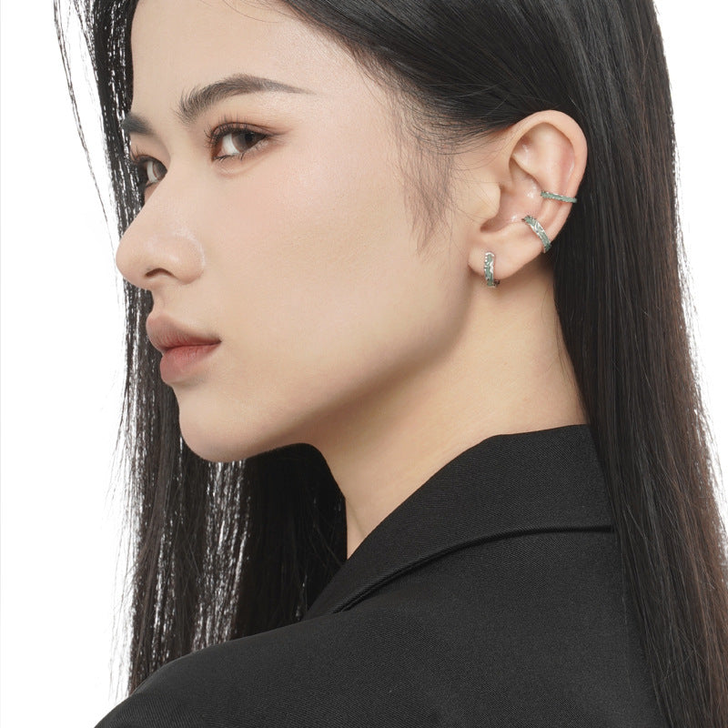 E6049 Korean version of mint green ears buckle cold air high -level high -level sense S925 sterling silver tick gel Image 1
