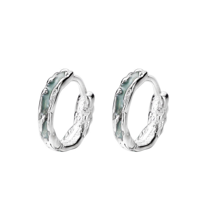 E6049 Korean version of mint green ears buckle cold air high -level high -level sense S925 sterling silver tick gel Image 3