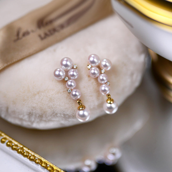 Trendy high -level sensor ear decoration retro sweet temperament Nanyang shell pearl 925 Tremella earring earrings Image 1