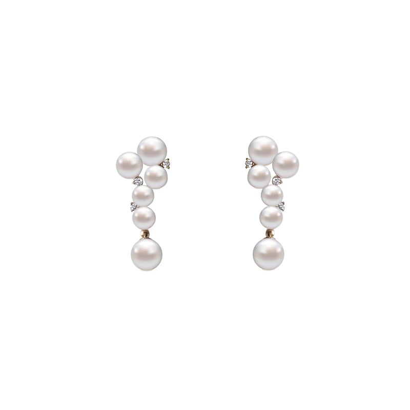 Trendy high -level sensor ear decoration retro sweet temperament Nanyang shell pearl 925 Tremella earring earrings Image 2