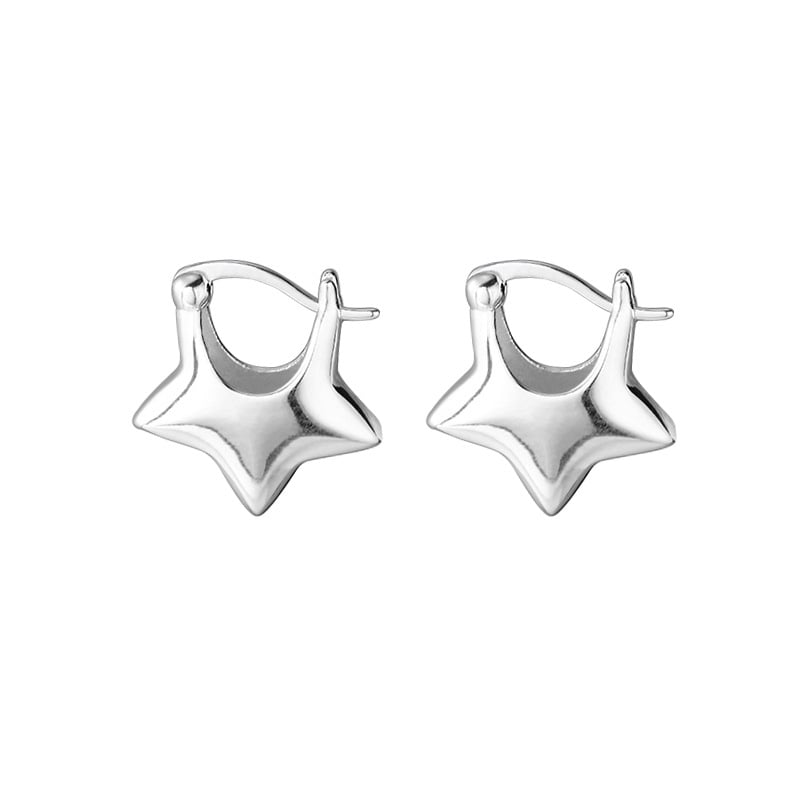 925 Silver Silver Star Ear Fiered Female Simple Small Design Five Star Earrings 2023 Spring and Summer Image 1