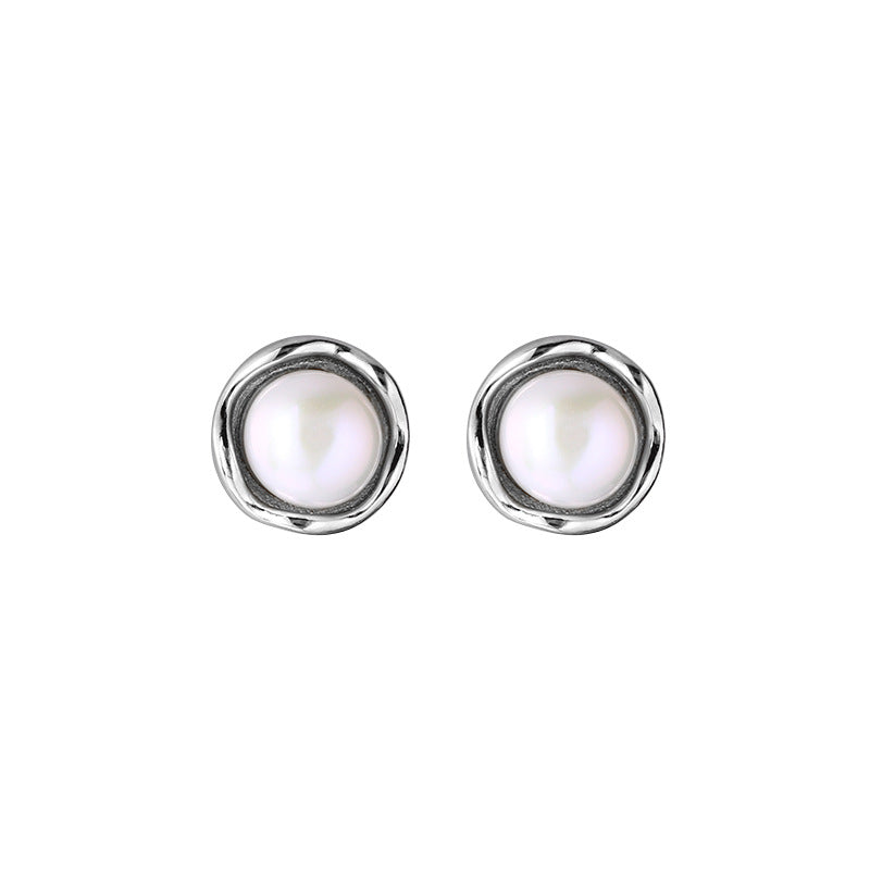 925 sterling silver rose pearl earrings female simple temperament sweet small fresh earrings 2023 model Image 4