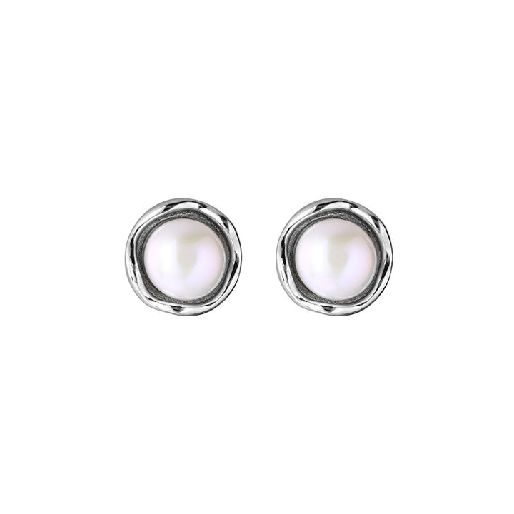 925 sterling silver rose pearl earrings female simple temperament sweet small fresh earrings 2023 model Image 4