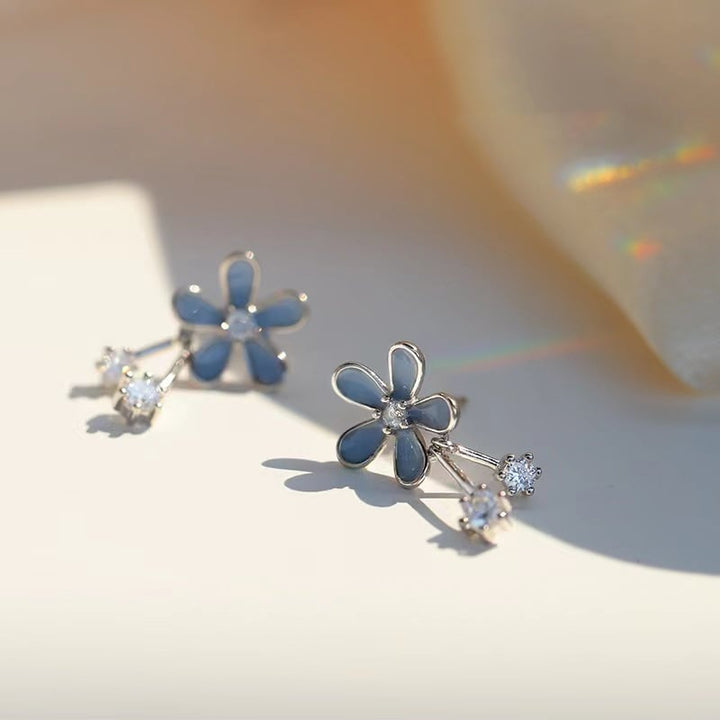 Shi Ai S925 Pure silver glue flower blossoming star inlaid diamond earrings fashion ins light luxury high -level sensor Image 2