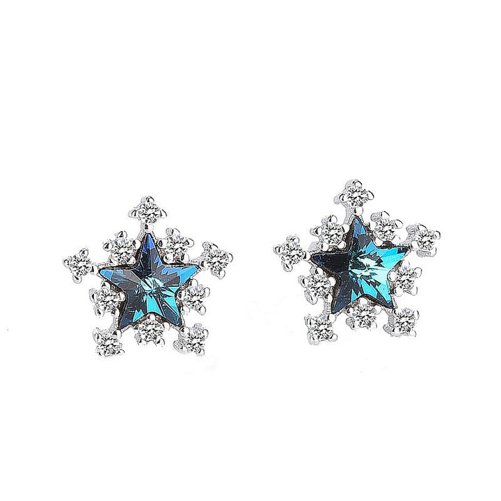 Unique blue pentagram Haoshi earrings female stacking sweet and hot girl S925 sterling silver jewelry manufacturers Image 3